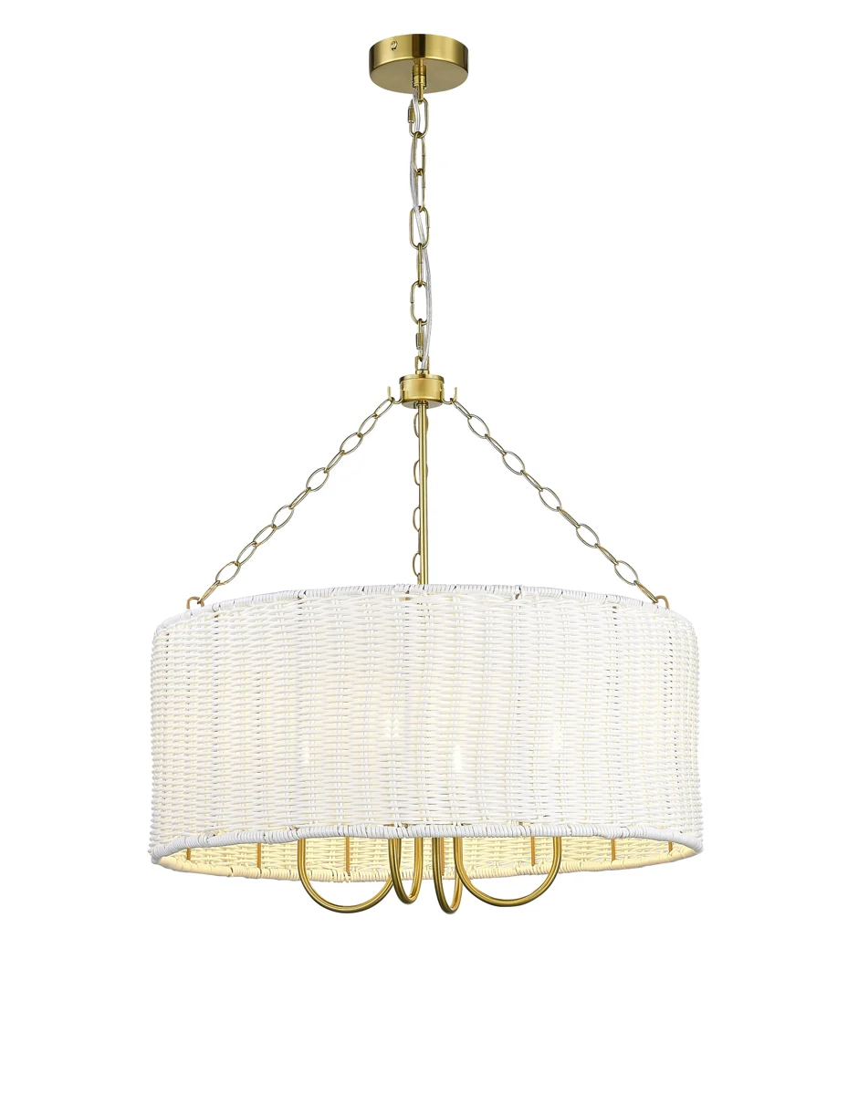 Large White Rattan Drum Pendant Light lighting offer