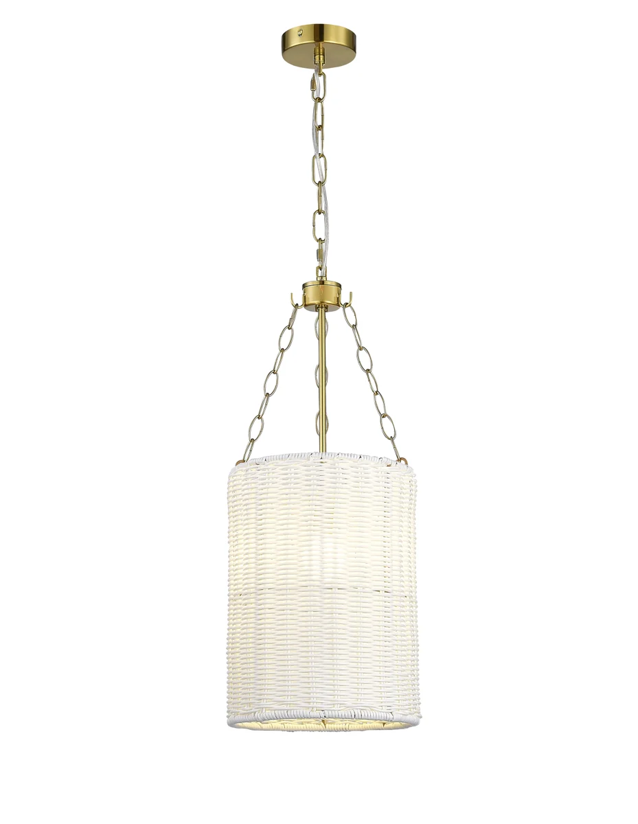 Small White Rattan Cylinder Pendant Light lighting offer